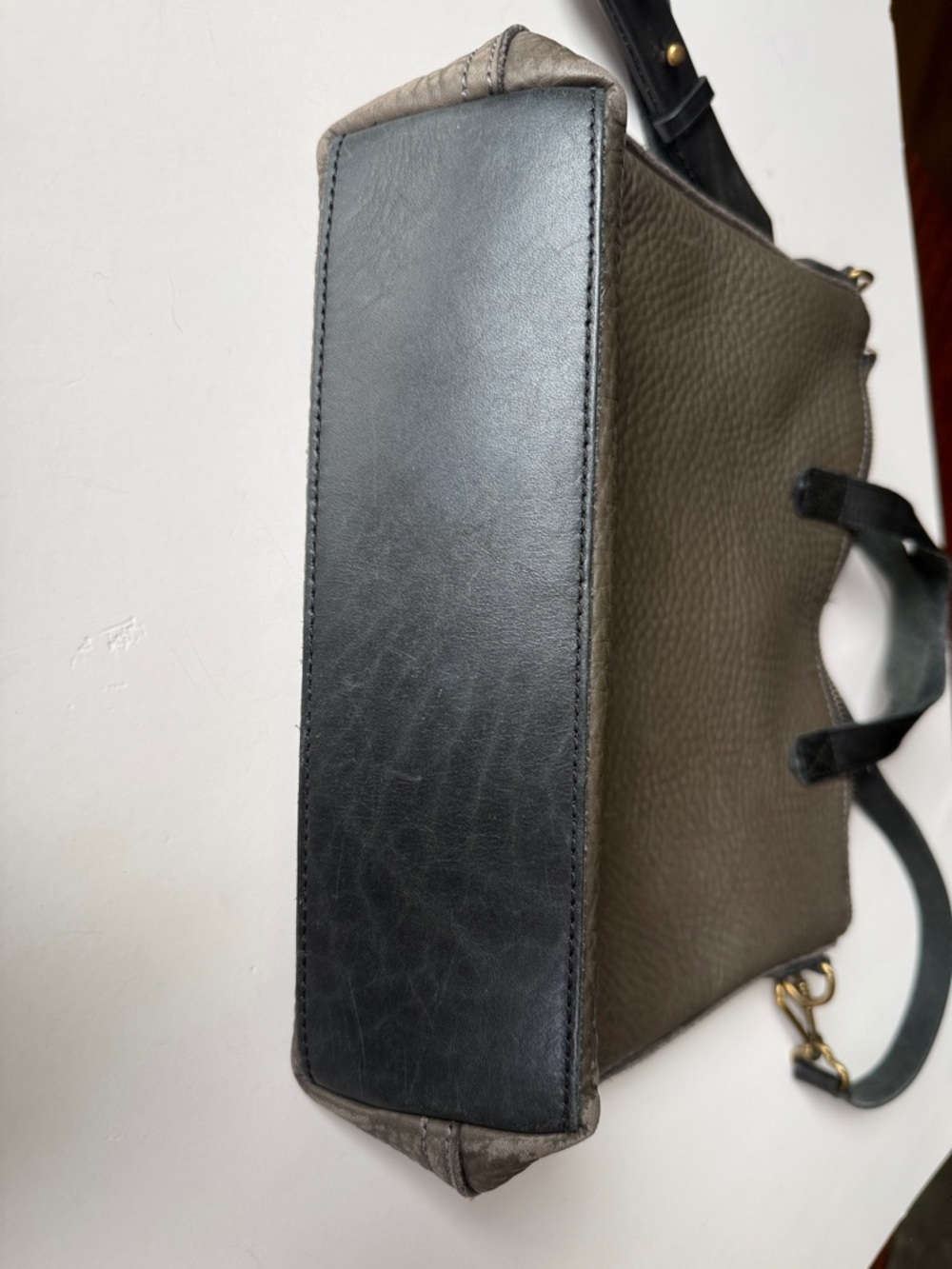 Madewell Pebbled Leather Transport Mini Convertible Shoulder Bag - Gray/Black - Picture 7 of 16